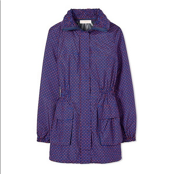 Tory Burch Casey Anorak Jacket Blue Orange Size M - Picture 11 of 11